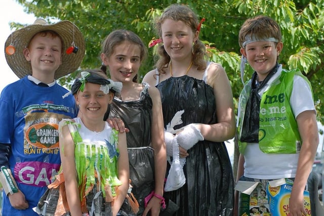 Well done to these pupils at East Boldon Junior School who modelled the recycled fashion items they had made in 2009.