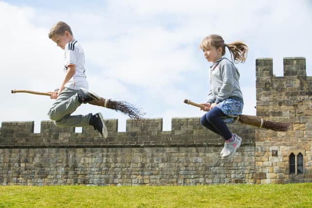 Broomstick training at Alnwick Castle. Picture: Alan Mason