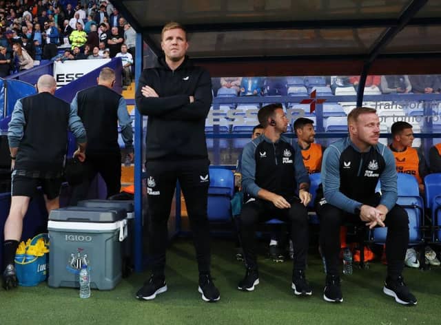 Newcastle United head coach Eddie Howe at Prenton Park.