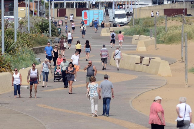 Hot sunny day at Sandhaven Beach as a heatwave sweeps the country. 