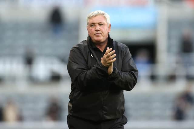 Steve Bruce, Manager of Newcastle United applauds fans after the Premier League match between Newcastle United and Sheffield United at St. James Park on May 19, 2021 in Newcastle upon Tyne, England.