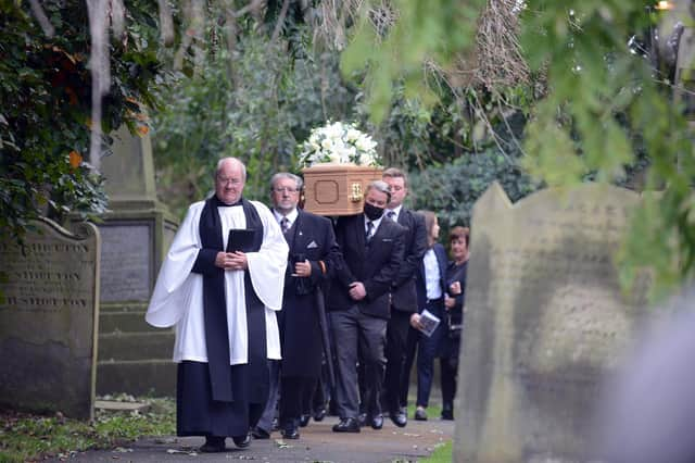 Former Hartlepool United manager Len Ashurst's funeral at Whitburn Parish Church.