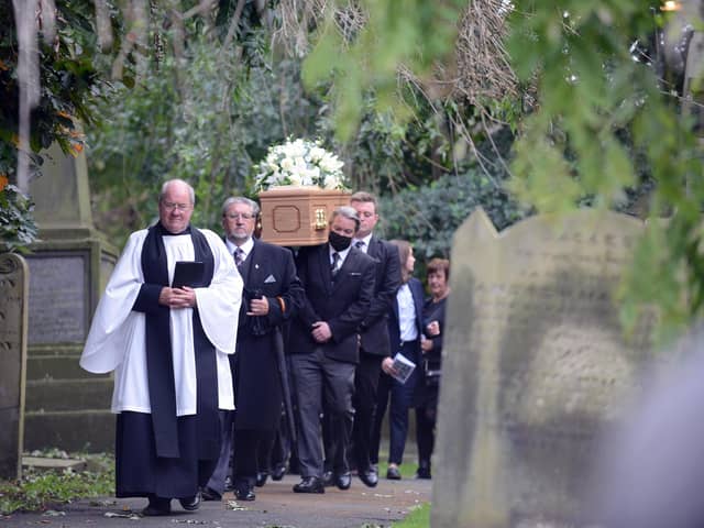 Former Hartlepool United manager Len Ashurst's funeral at Whitburn Parish Church.