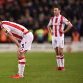STOKE ON TRENT, ENGLAND - JANUARY 03: Morgan Fox of Stoke City looks dejected following the Sky Bet Championship match between Stoke City and Preston North End at Bet365 Stadium on January 03, 2022 in Stoke on Trent, England. (Photo by Nathan Stirk/Getty Images)