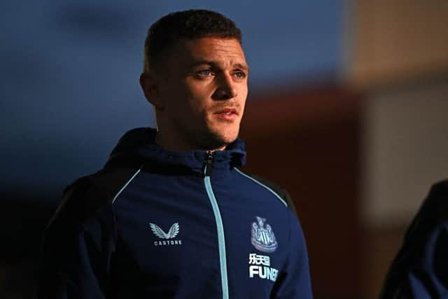 Newcastle United's English defender Kieran Trippier arrives for the English Premier League football match between Nottingham Forest and Newcastle United at The City Ground in Nottingham, central England, on March 17, 2023. (Photo by Oli SCARFF / AFP)