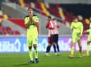 Isaac Hayden reacts to Newcastle United's Carabao Cup defeat to Brentford last season.