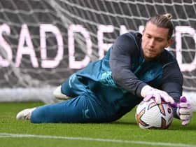 Loris Karius of Newcastle United warms up prior to the Premier League match between Newcastle United and AFC Bournemouth at St. James Park on September 17, 2022 in Newcastle upon Tyne, England. (Photo by Stu Forster/Getty Images)