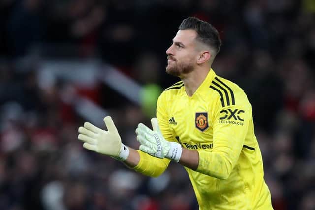 Martin Dubravka of Manchester United in action during the Carabao Cup Fourth Round match between Manchester United and Burnley at Old Trafford on December 21, 2022 in Manchester, England. (Photo by Jan Kruger/Getty Images)