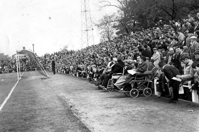 A capacity crowd at Simonside Hall for a match in the 1960s.