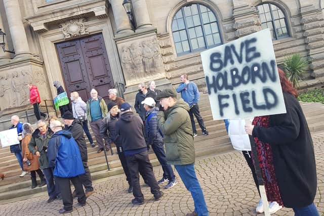 Campaigners voiced their anger outside South Shields Town Hall.