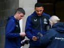 Ciaran Clark and Jamaal Lascelles arrive at St James's Park.