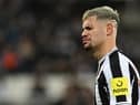 Newcastle United's Brazilian midfielder Bruno Guimaraes reacts as he leaves the pitch after receiving a red card during the English League Cup semi final football match between Newcastle United and Southampton at St James's Park stadium in Newcastle, on January 31, 2023. (Photo by PAUL ELLIS/AFP via Getty Images)