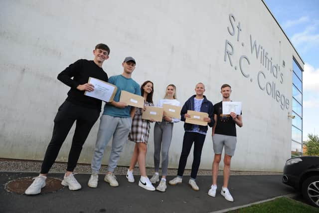 St Wilfrids RC Sixth Form students collect their A Level results.