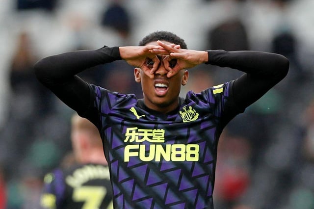 Joe Willock celebrates his goal against Fulham.