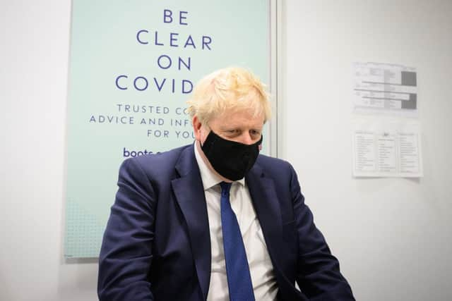 Prime Minister Boris Johnson, pictured on a visit to a Boots pharmacy on January 10, 2022. Picture: Leon Neal/Getty Images.