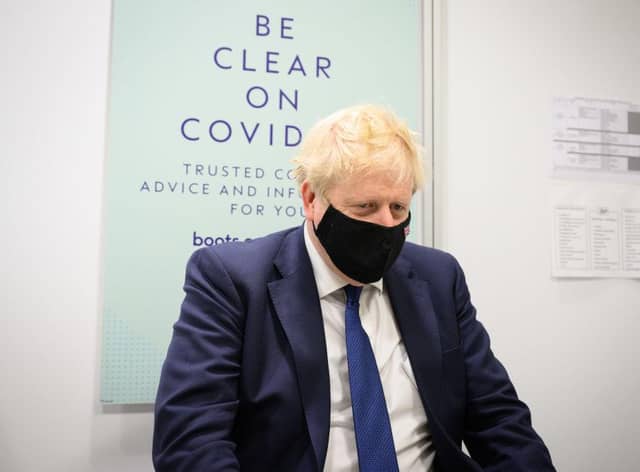 Prime Minister Boris Johnson, pictured on a visit to a Boots pharmacy on January 10, 2022. Picture: Leon Neal/Getty Images.