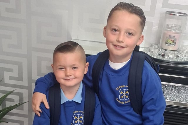 Back to school in South Tyneside. Karlton and Leon ready for Reception and Year 4.