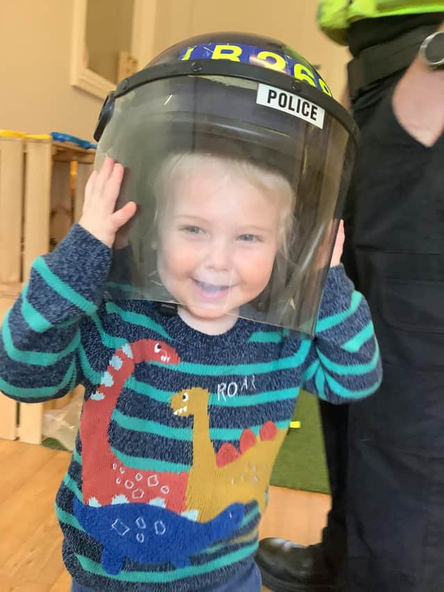 One youngster ready for anything courtesy of Northumbria Police.