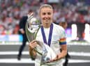 Leah Williamson with the UEFA Women's EURO 2022 Trophy (Photo by Shaun Botterill/Getty Images)