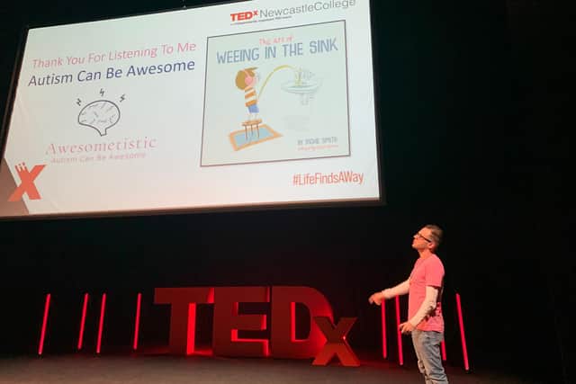 Richie delivers a TED X Talk in Newcastle earlier this year.