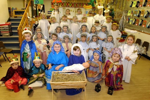 The school's nursery pupils lined up for a preview of their Nativity 17 years ago.