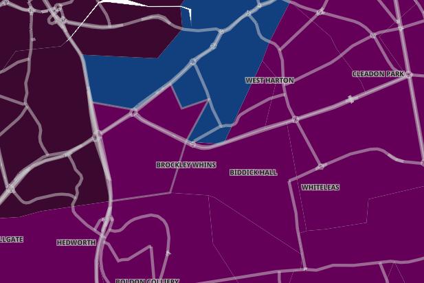 In the seven days up to April 2, Brockley Whins recorded a case rate of 687.7 per 100,000 people. A total of 37 cases were recorded - a rise of 12.1% from the previous week.
