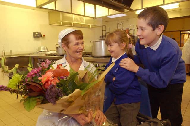 Brenda Robb spent 25 years at Lukes Lane Community Primary School in Hebburn and here she is on her retirement in 2005 with pupils Kelsie Howorth and Nathan Bull.