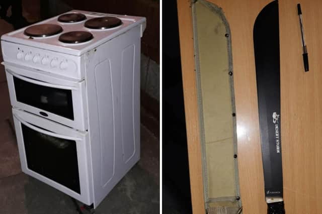The cooker and machete found by police