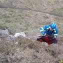 The trapped dog is rescued in South Shields.