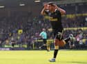 Bruno Guimaraes of Newcastle United celebrates after scoring their side's third goal during the Premier League match between Norwich City and Newcastle United at Carrow Road on April 23, 2022 in Norwich, England. (Photo by Marc Atkins/Getty Images)