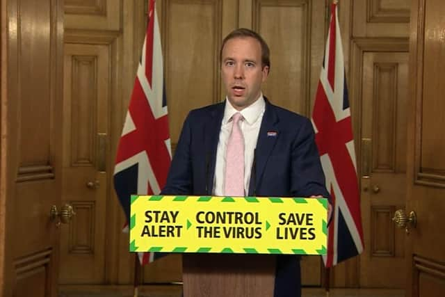 Health Secretary Matt Hancock during today's briefing