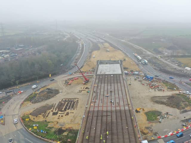 Photos from Highways England show how progress has been made as it builds a new flyover at Testo's Roundabout in Boldon.