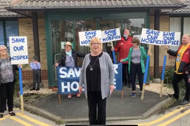 Kay Smith and and other St Clare's Hospice campaigners at the site Jarrow, Tuesday, August 18, 2020 SOURCE: Joseph Langley