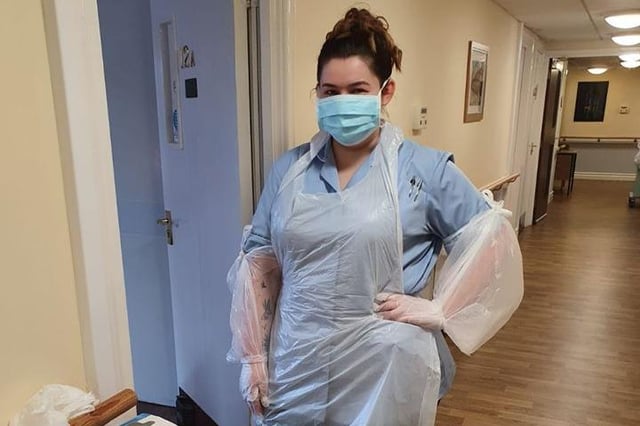 Jill Duncan says her daughter " is selflessly putting her own health and her family's at risk everyone she goes to work. She has been caring for residents who tested positive for covid-19, sadly two of them passed away. She comes in every night absolutely shattered but never complains"