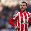 Christian Eriksen making his Brentford debut against Newcastle United last season.