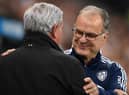 Leeds United manager Marcelo Bielsa greets Steve Bruce.
