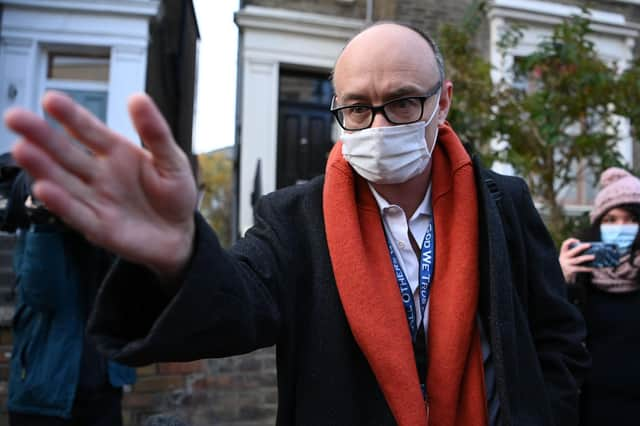 Number 10 special advisor Dominic Cummings leaves his residence in London on November 13, 2020. - British Prime Minister Boris Johnson's chief adviser Dominic Cummings is set to leave his position by early 2021, as a power struggle at the heart of government became public this week. (Photo by DANIEL LEAL-OLIVAS / AFP) (Photo by DANIEL LEAL-OLIVAS/AFP via Getty Images)