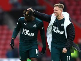 Matty Ritchie congratulates Allan Saint-Maximin.