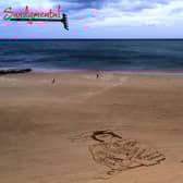One of the thought-provoking artworks made by Jax Higgison on the beach at Seaburn.