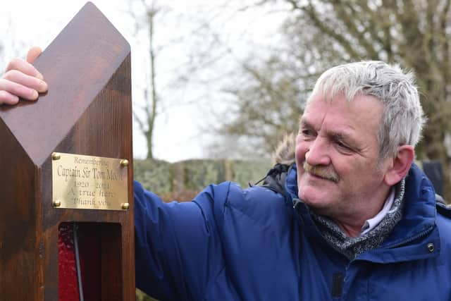 John Stewart, chairman of The Friends of Hebburn Cemetery, with the new memorial.