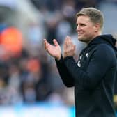 Newcastle United head coach Eddie Howe applauds fans earlier this season.