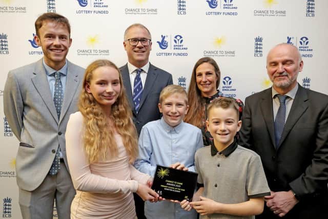 Monkton Academy pupils and staff with the 2023 Chance to Shine (Primary) award at Lord’s Cricket Ground.
