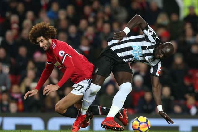 Marouane Fellaini playing against Newcastle United for Manchester United (Photo by Matthew Peters/Manchester United via Getty Images)