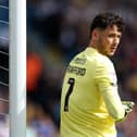 LEEDS, ENGLAND - SEPTEMBER 14: James Trafford of Burnley looks on during the Sky Bet Championship match between Leeds United FC and Burnley FC at Elland Road on September 14, 2024 in Leeds, England. (Photo by George Wood/Getty Images)
