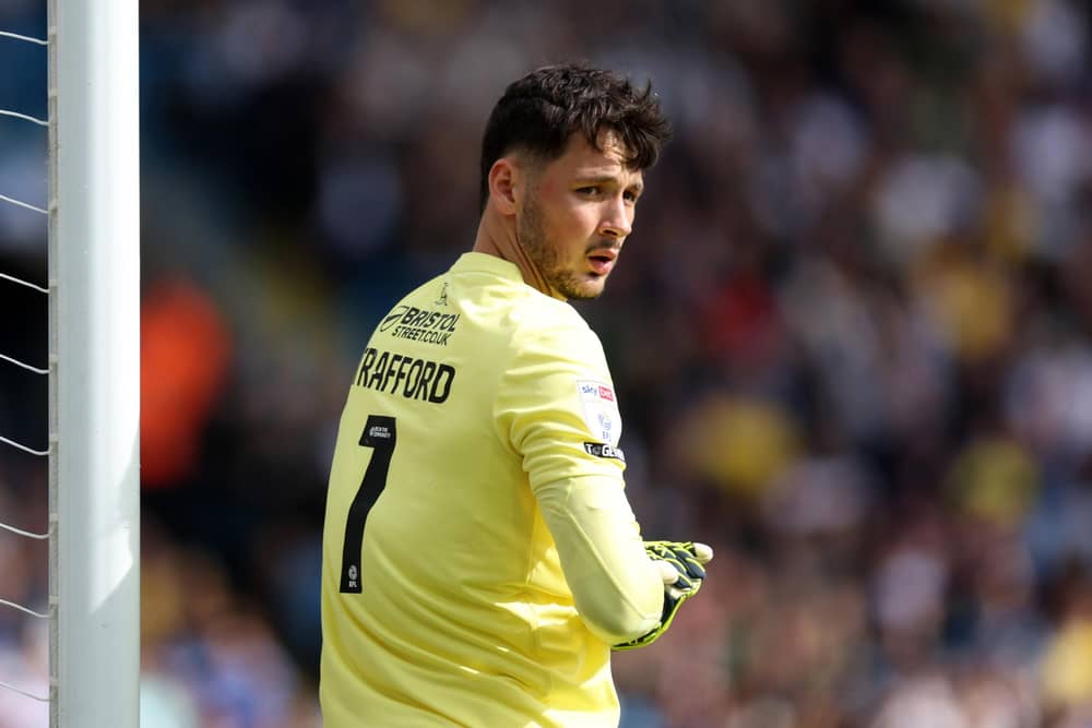 LEEDS, ENGLAND - SEPTEMBER 14: James Trafford of Burnley looks on during the Sky Bet Championship match between Leeds United FC and Burnley FC at Elland Road on September 14, 2024 in Leeds, England. (Photo by George Wood/Getty Images)