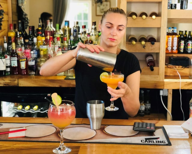 Picture shows Rofida Morozaite of Caesar's Den with some of the restaurant's tasty mocktails