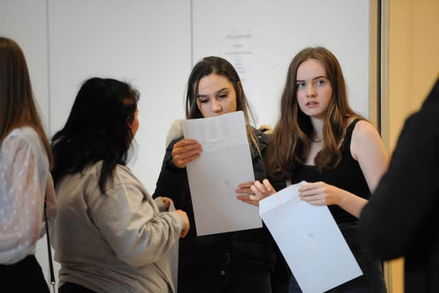 Jarrow School students collect their GCSE results.