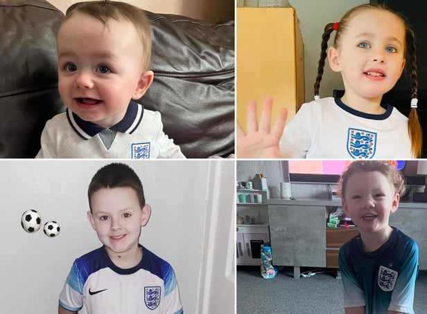 Young football supporters in South Tyneside show their support for England.