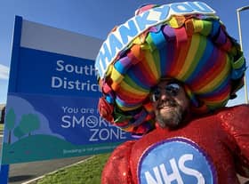 Colin Burgin-Plews at the start of his sponsored walk in 2020, to say thank you to the NHS.