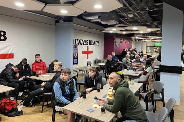 Fans watching England vs Iran at the 1st Cloud Arena, South Shields
